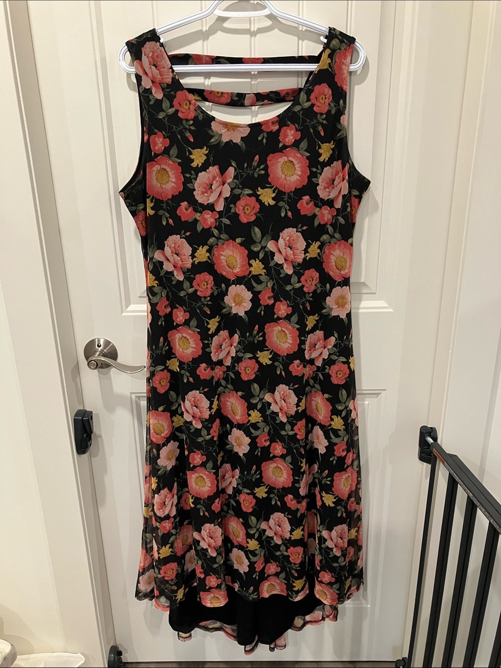 NINA LEONARD Dress A-Line Maxi BLACK PINK XL. LIKE NEW